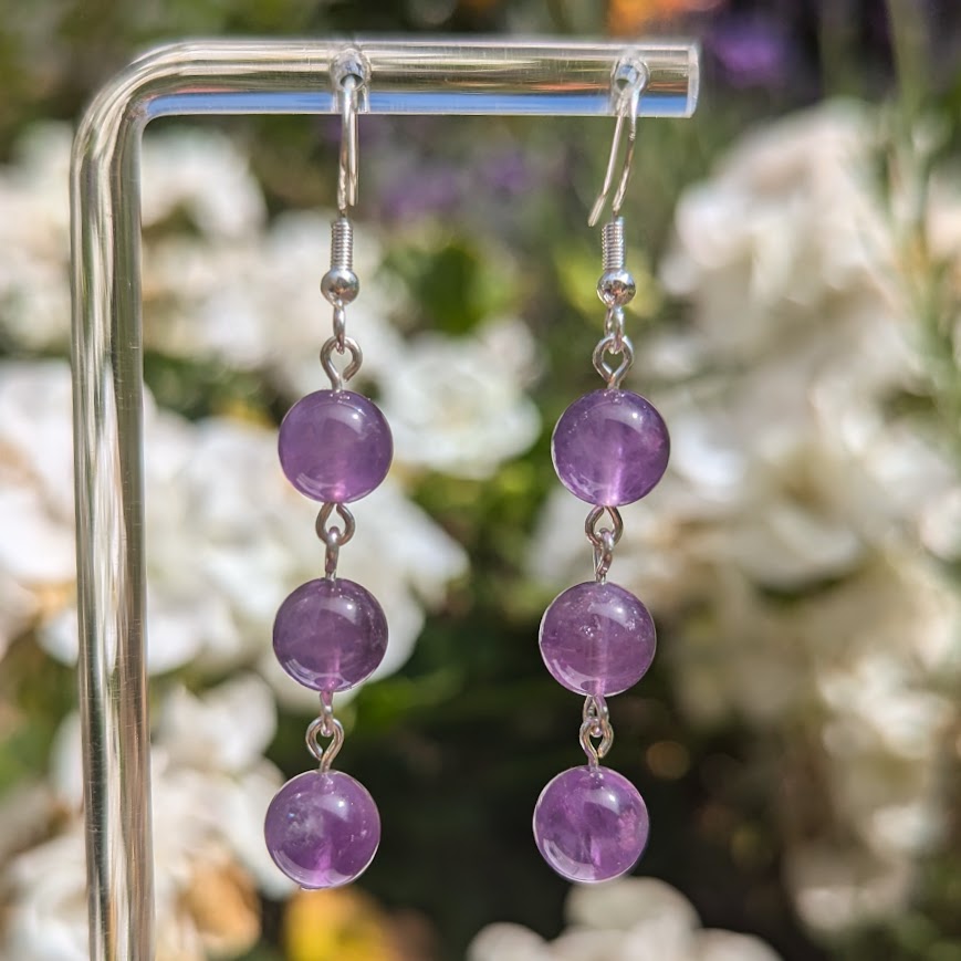 Large Trio Bead Earrings (Silver)