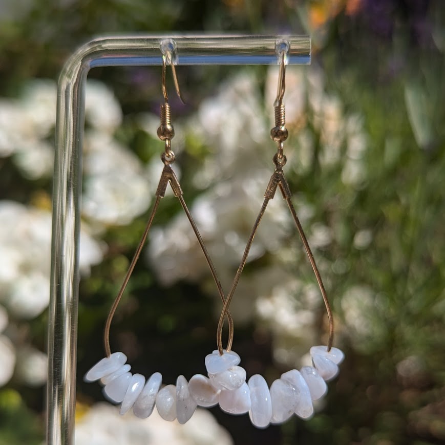 Teardrop Crystal Hoops (Gold)