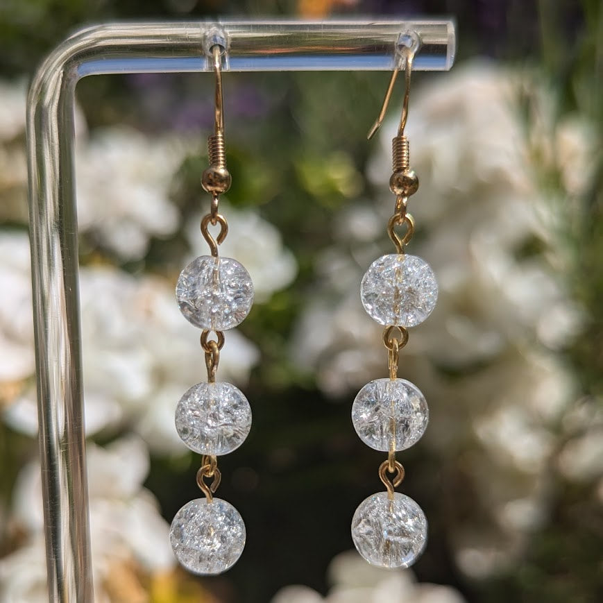 Large Trio Bead Earrings (Gold)