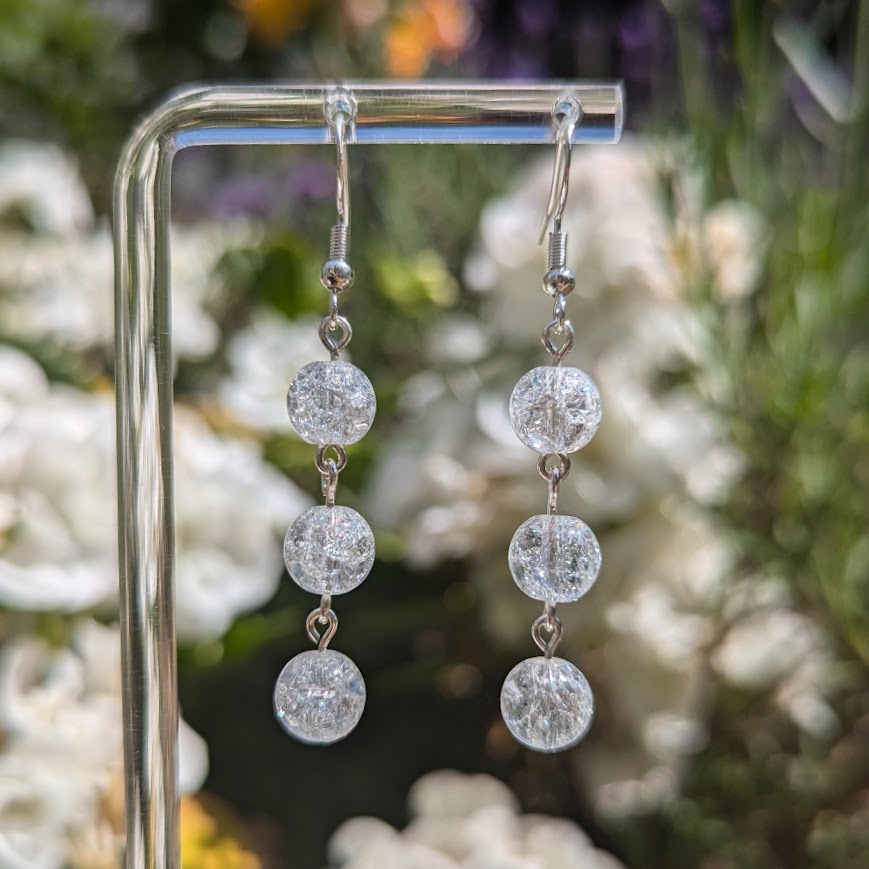 Large Trio Bead Earrings (Silver)