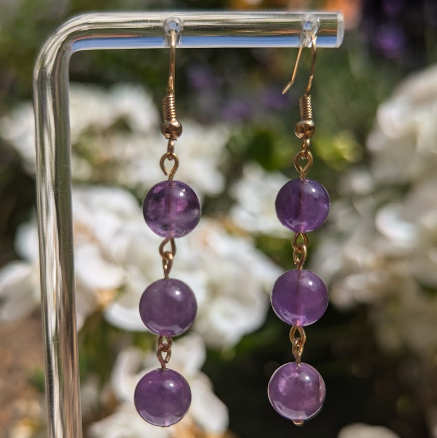 Large Trio Bead Earrings (Gold)