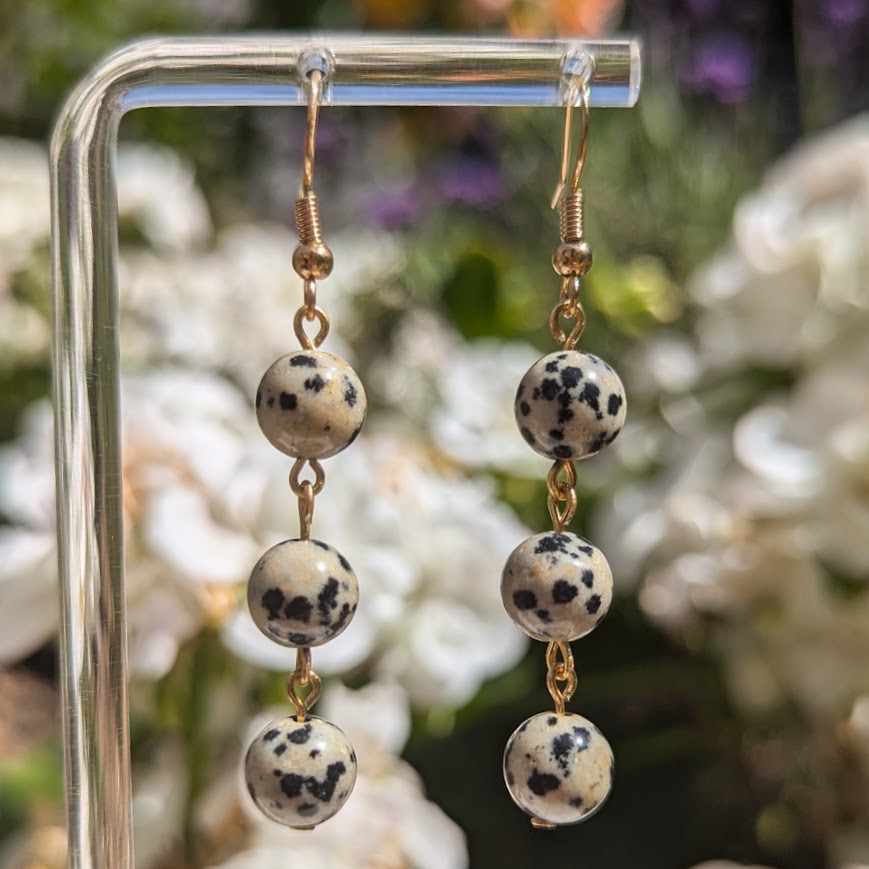 Large Trio Bead Earrings (Gold)