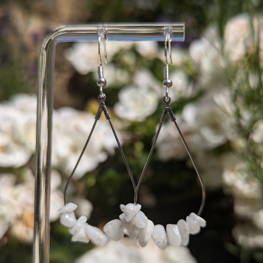 Teardrop Crystal Hoops (Silver)