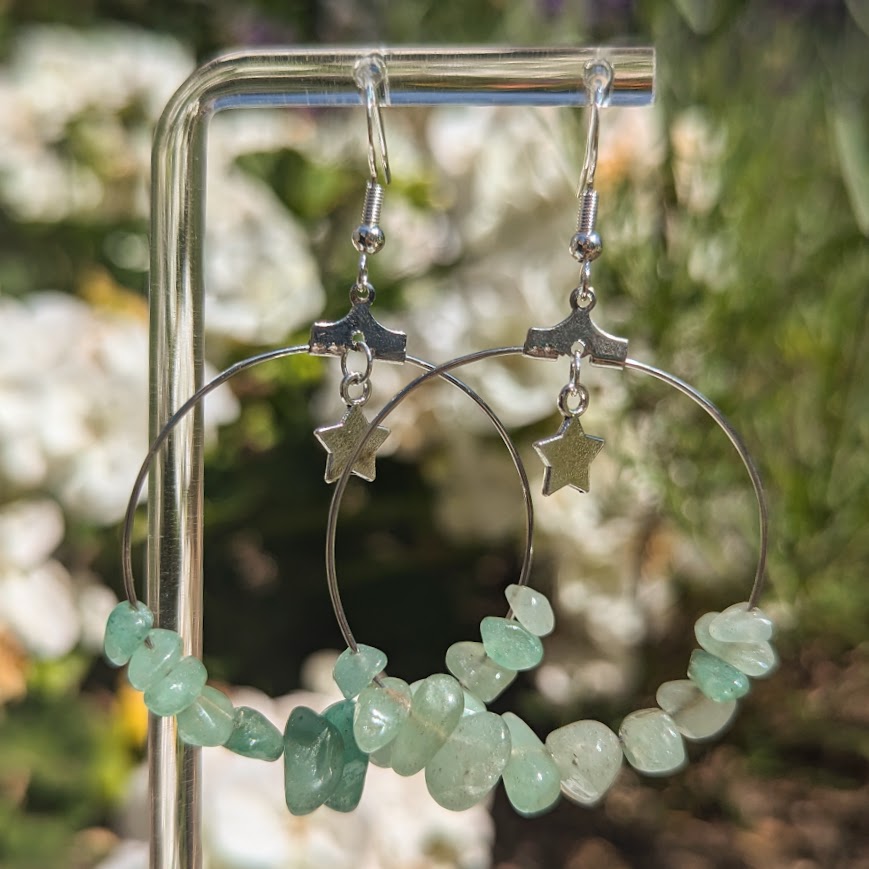 Large Crystal Hoops (Silver)