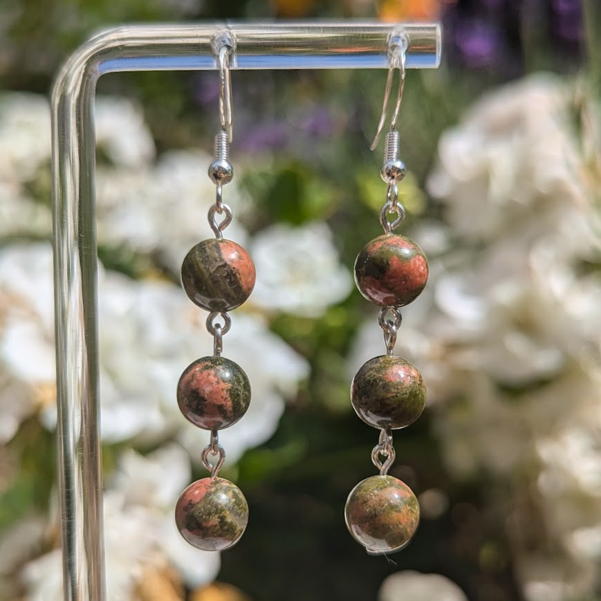Large Trio Bead Earrings (Silver)
