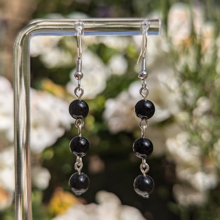 Small Bead Earrings (Silver)