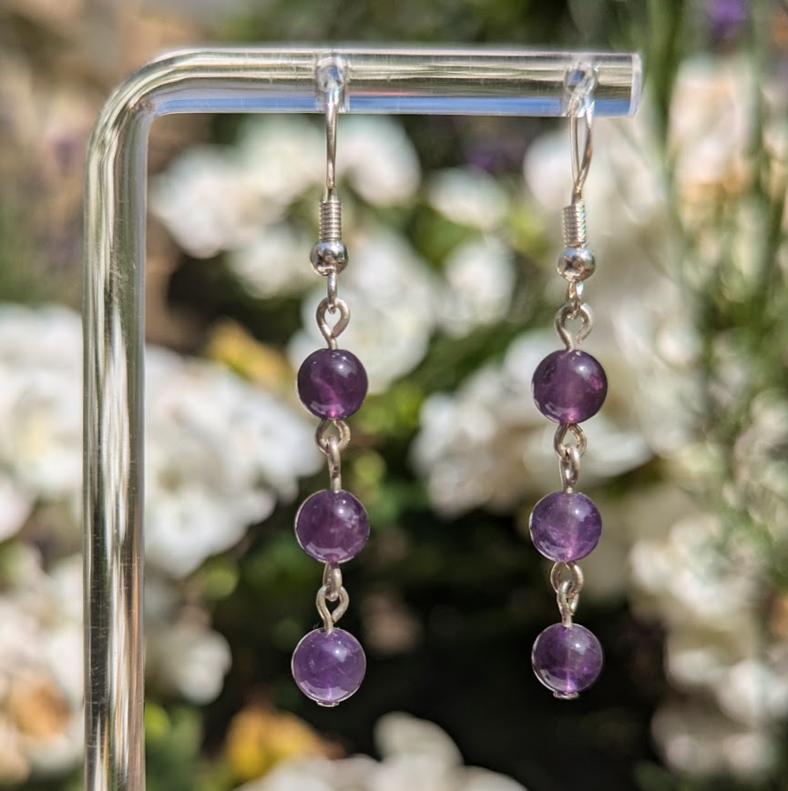Small Bead Earrings (Silver)