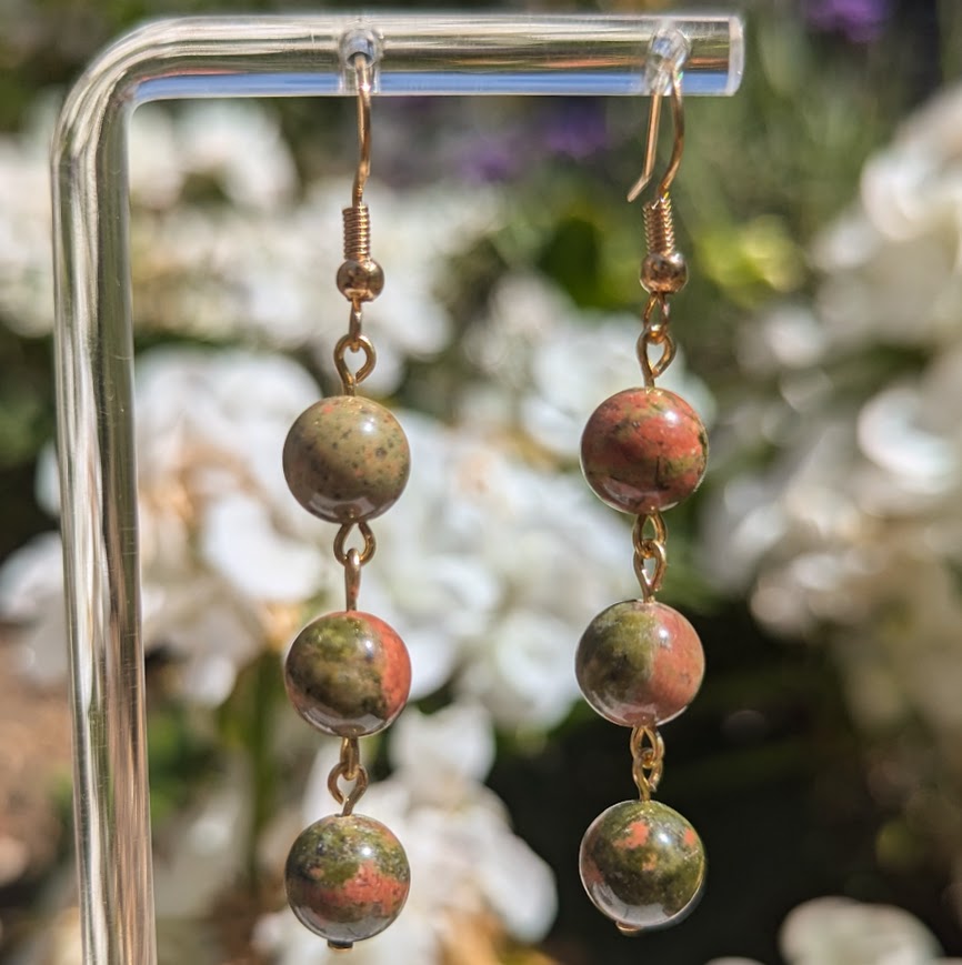 Large Trio Bead Earrings (Gold)