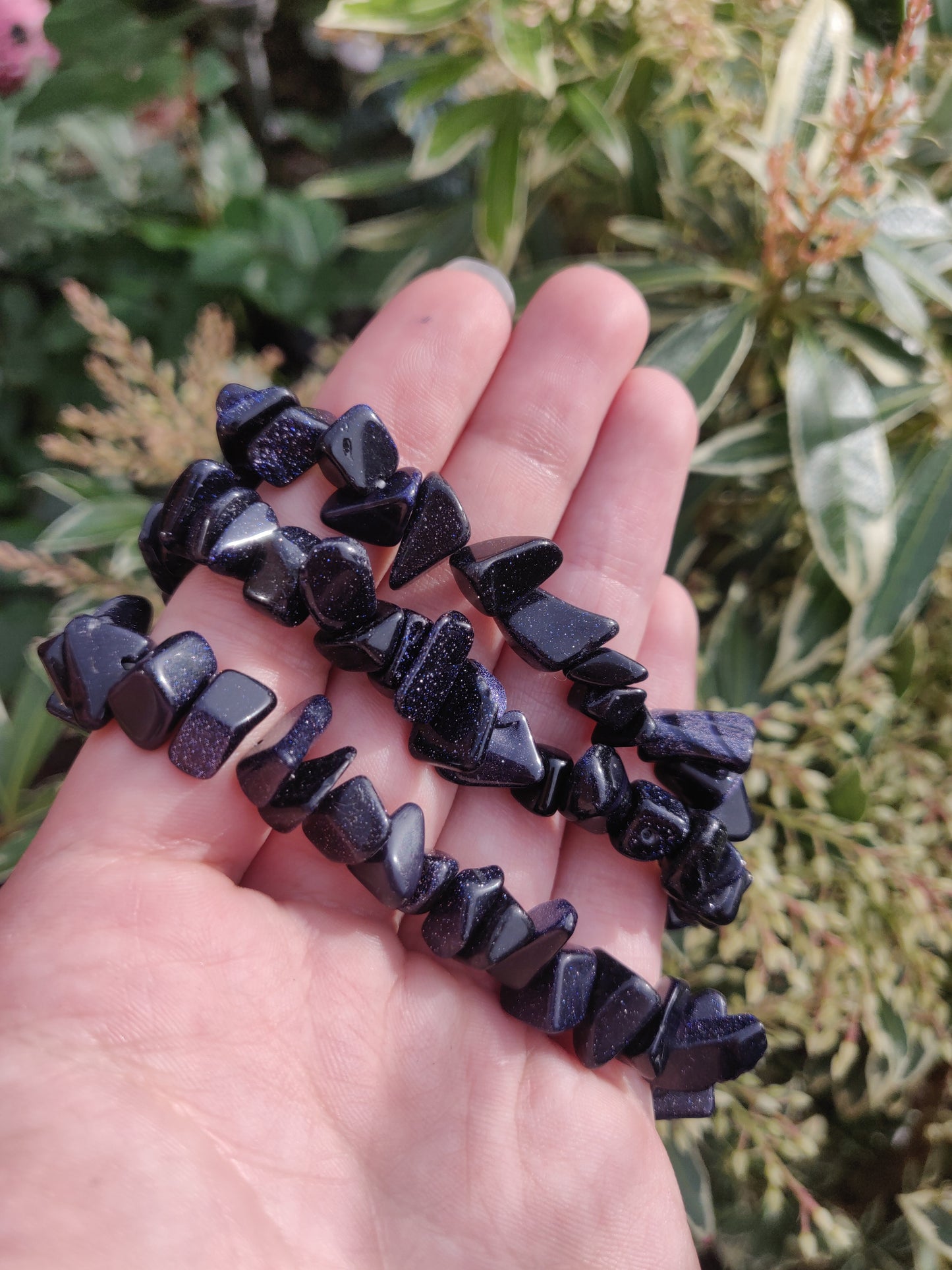 Blue Goldstone Large Chip Bracelet