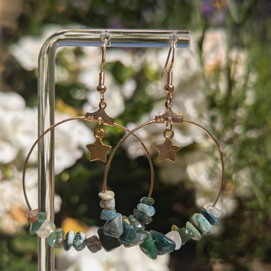 Large Crystal Hoops (Gold)