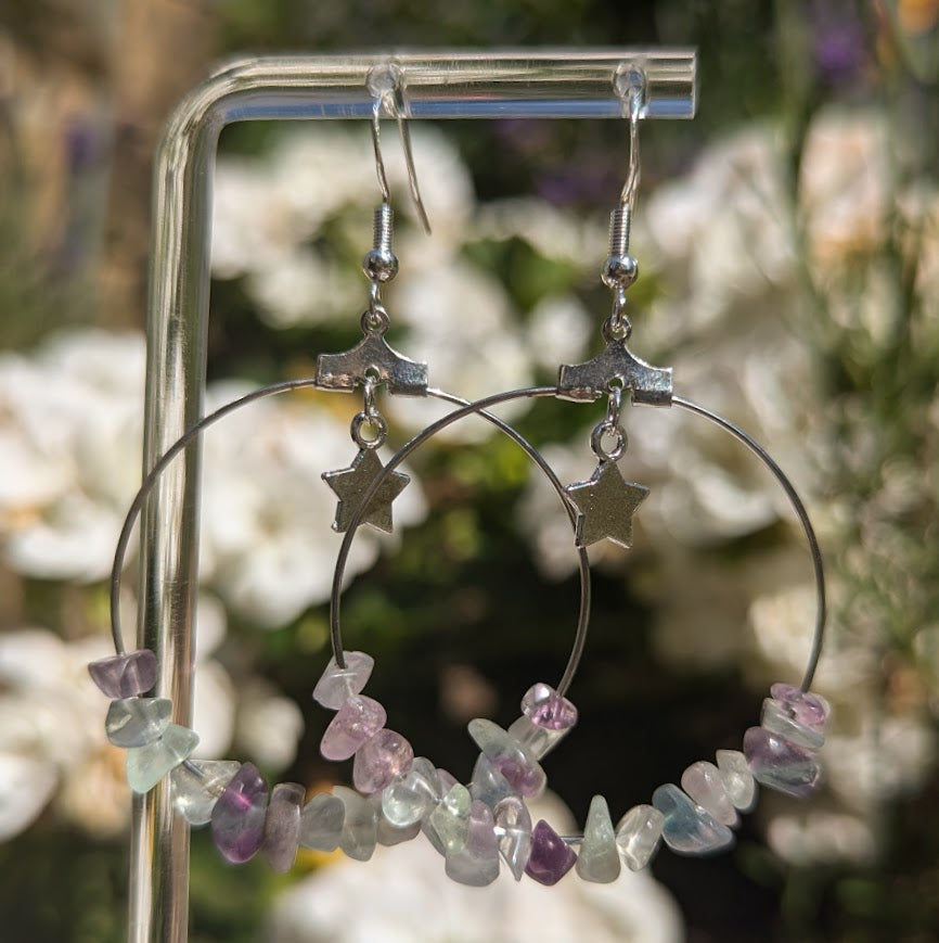 Large Crystal Hoops (Silver)