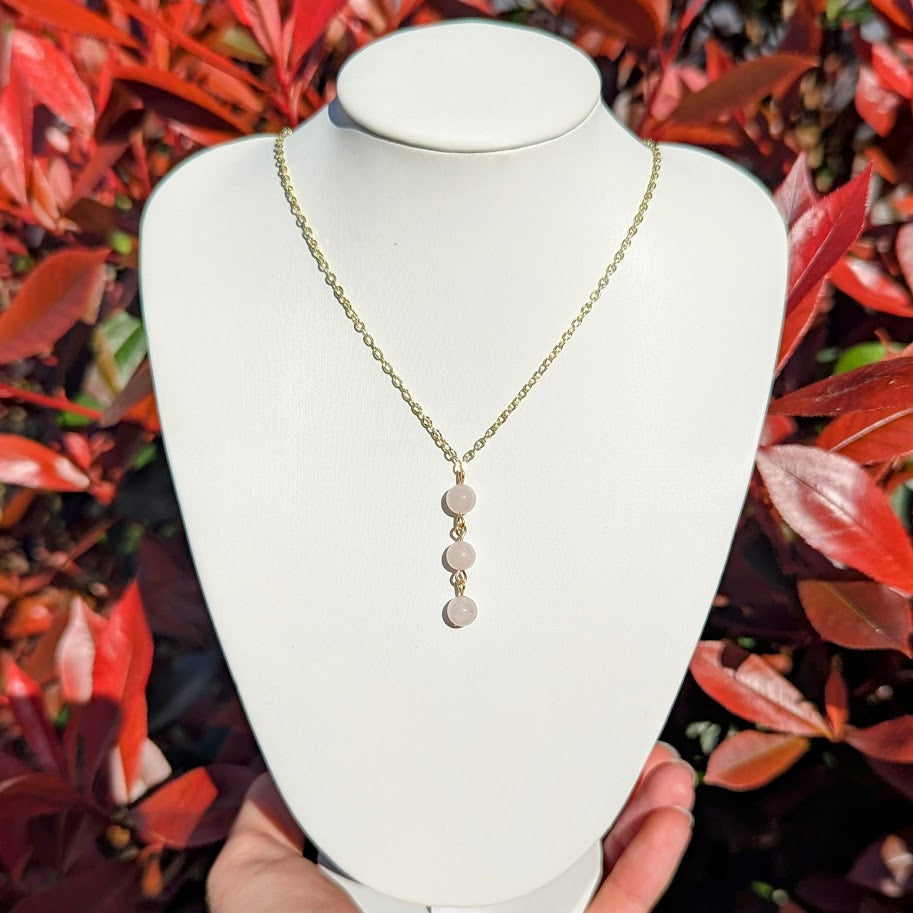Trio Bead Drop Down Pendant (Gold)