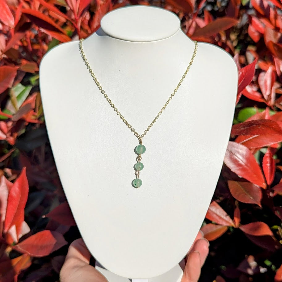 Trio Bead Drop Down Pendant (Gold)