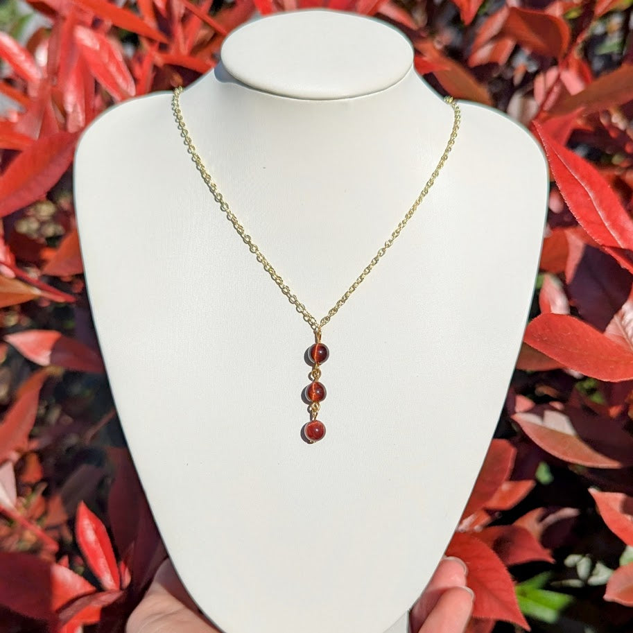 Trio Bead Drop Down Pendant (Gold)