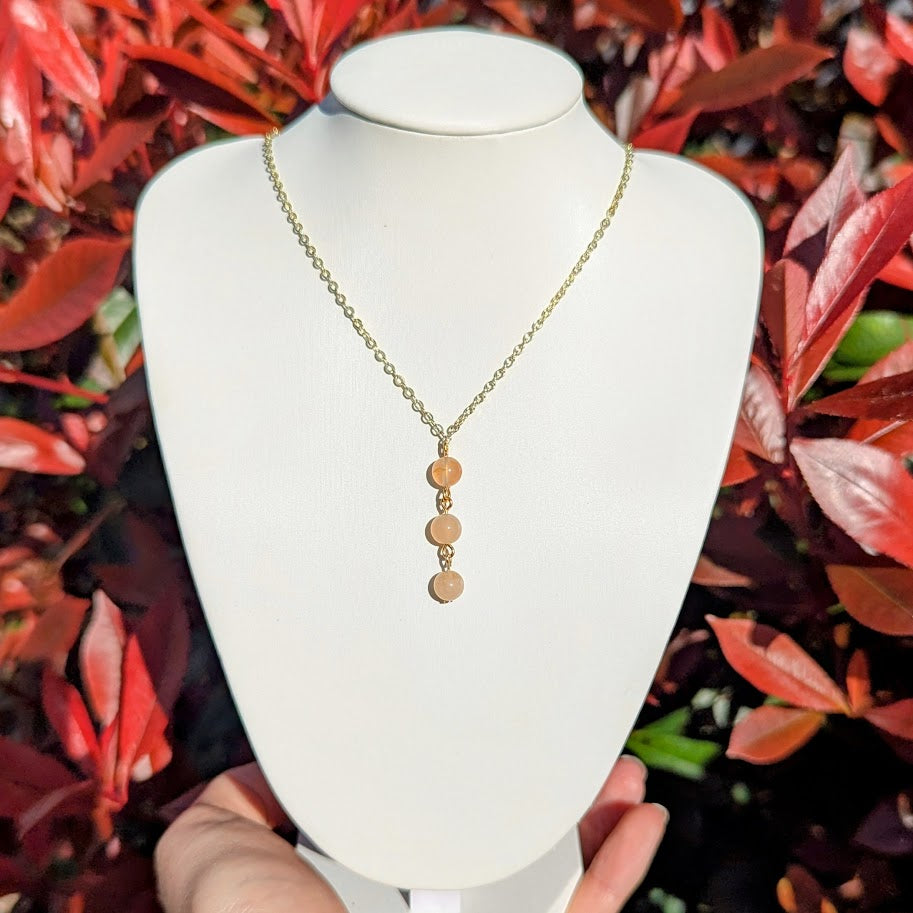 Trio Bead Drop Down Pendant (Gold)
