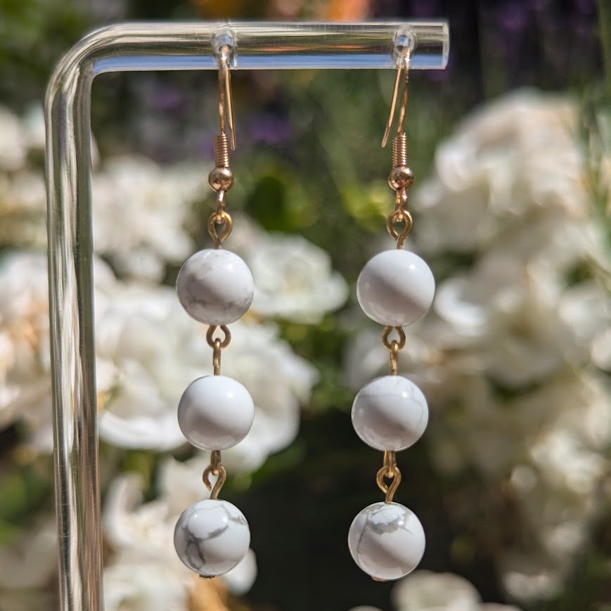 Large Trio Bead Earrings (Gold)