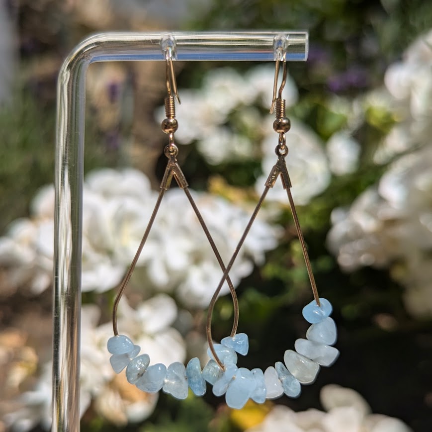 Teardrop Crystal Hoops (Gold)