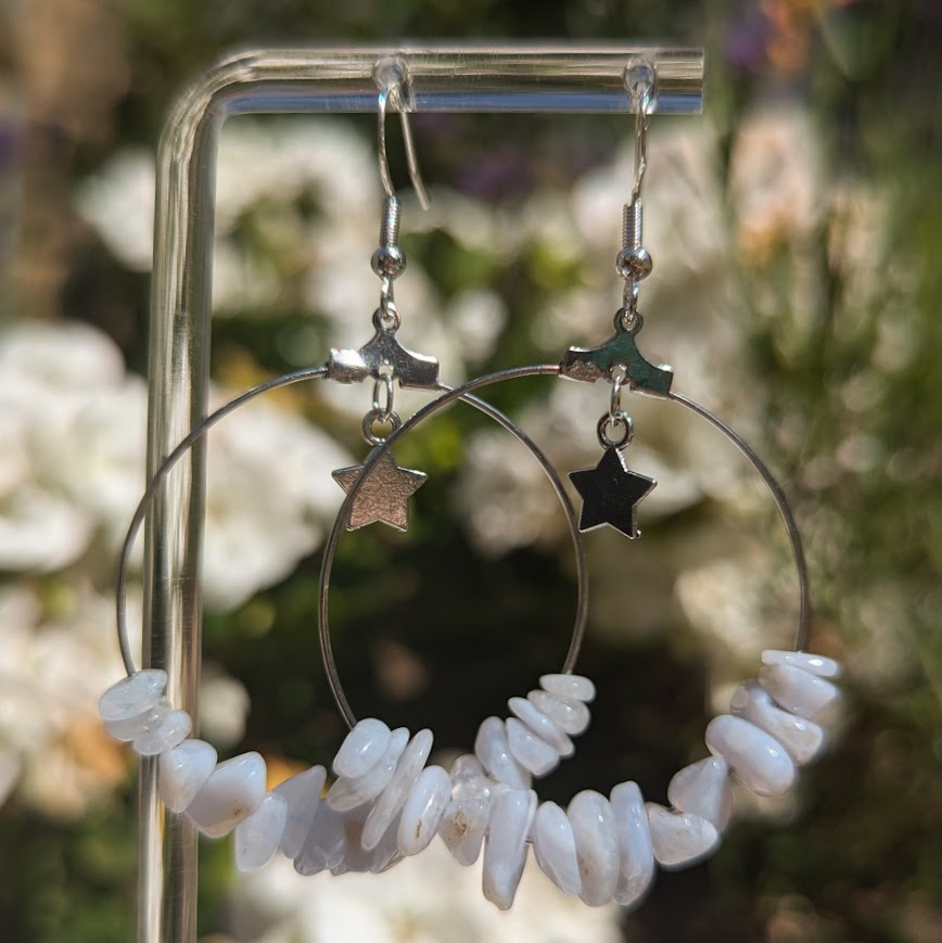 Large Crystal Hoops (Silver)