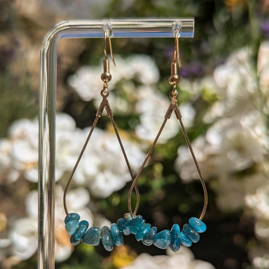 Teardrop Crystal Hoops (Gold)