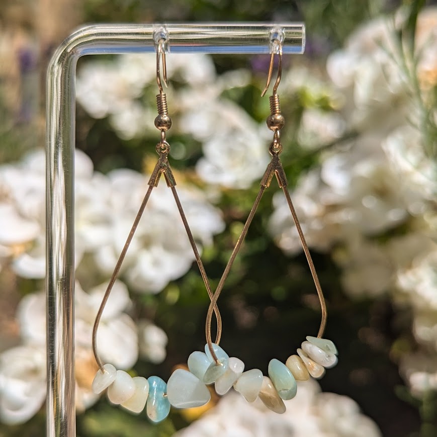 Teardrop Crystal Hoops (Gold)