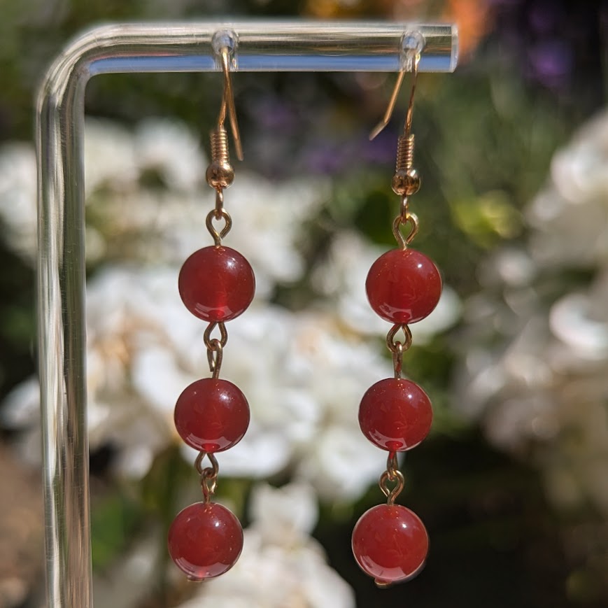 Large Trio Bead Earrings (Gold)