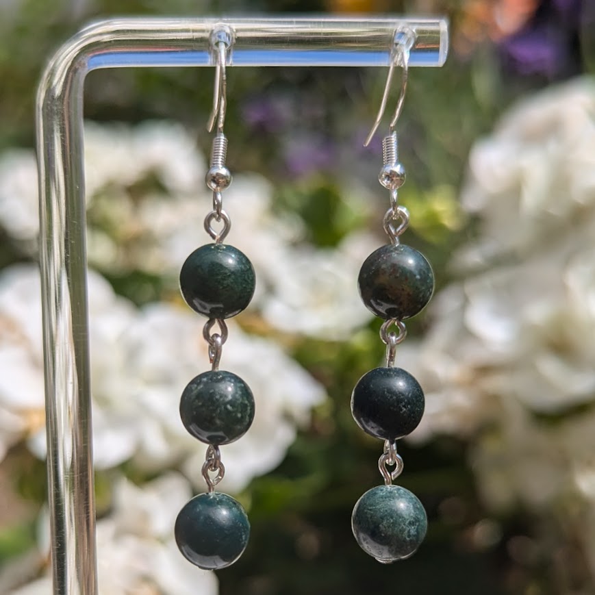 Large Trio Bead Earrings (Silver)