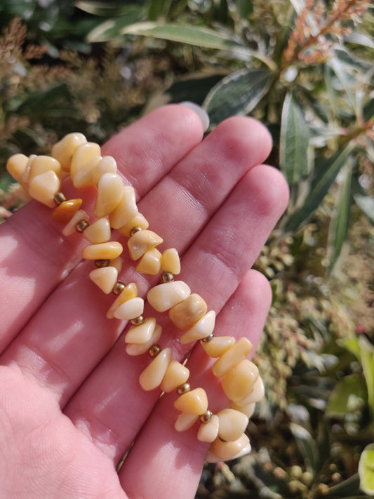 Yellow Aventurine Chip with Brown Beads