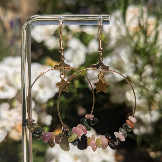 Large Crystal Hoops (Gold)