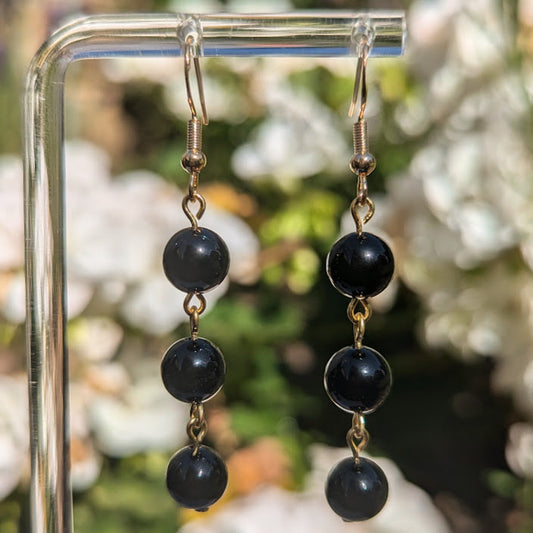 Large Trio Bead Earrings (Gold)