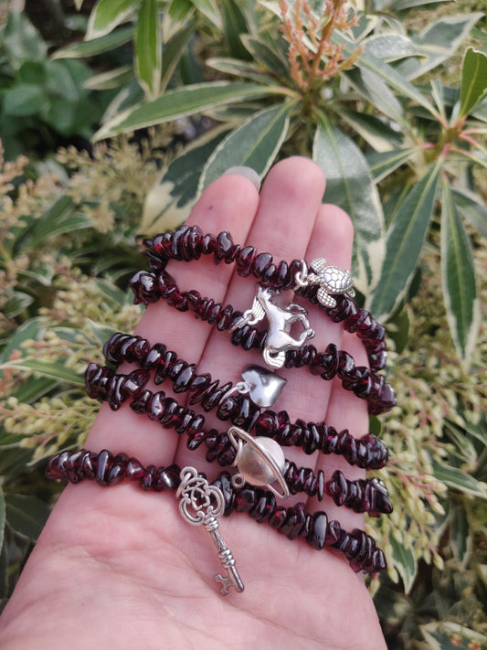 Red Garnet and Lucky Charm Bracelet