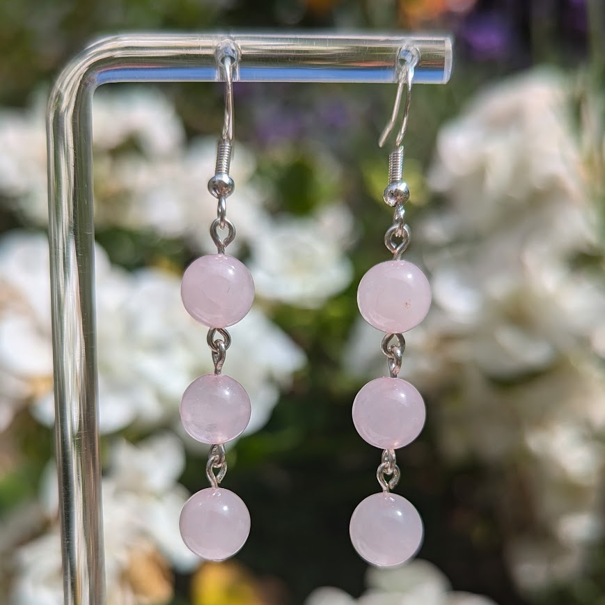 Large Trio Bead Earrings (Silver)