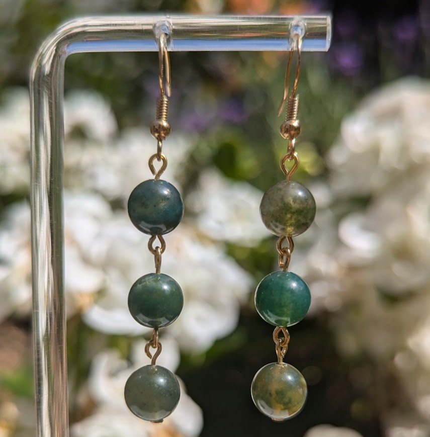 Large Trio Bead Earrings (Gold)