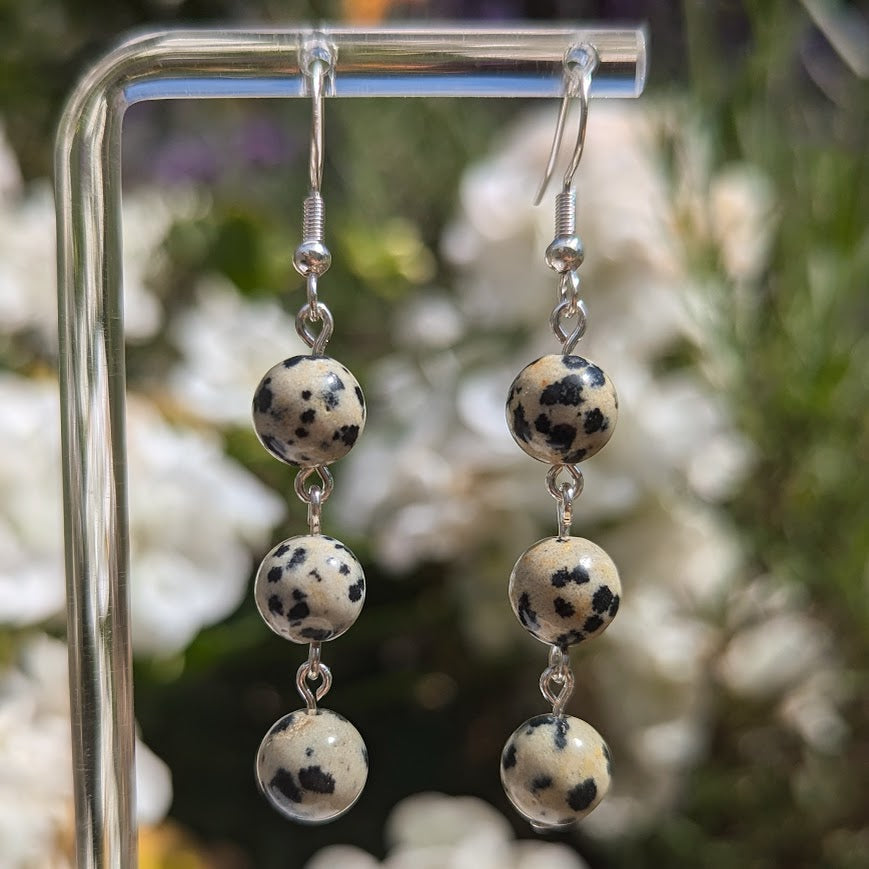 Large Trio Bead Earrings (Silver)
