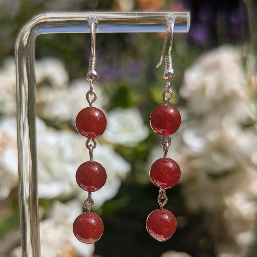 Large Trio Bead Earrings (Silver)