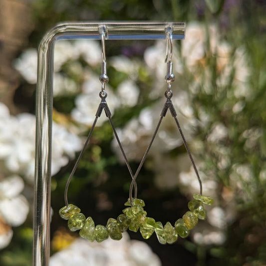 Teardrop Crystal Hoops (Silver)