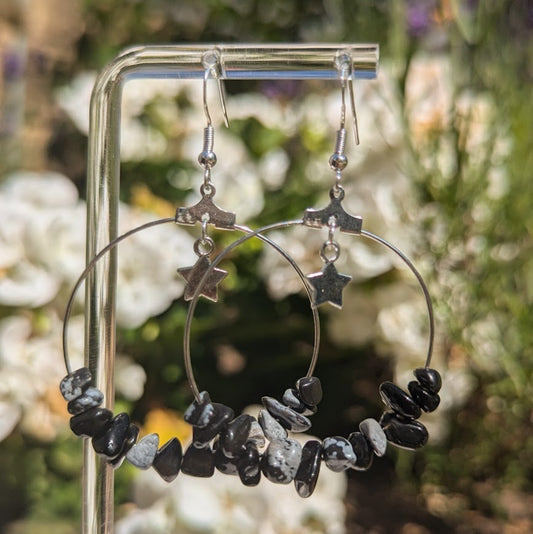 Large Crystal Hoops (Silver)