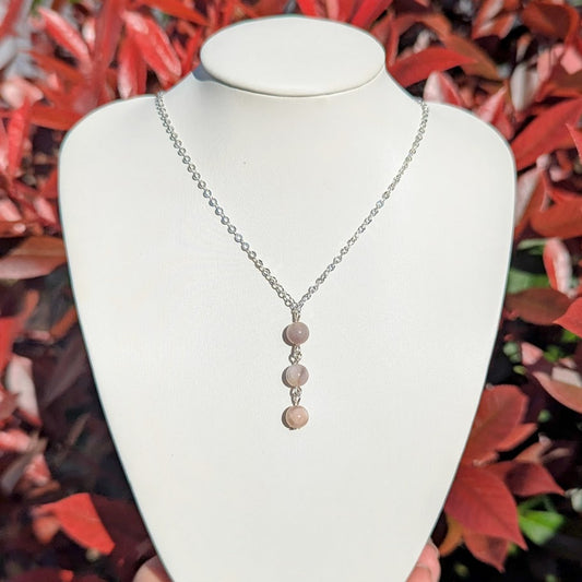 Trio Bead Drop Down Pendant  (Silver)