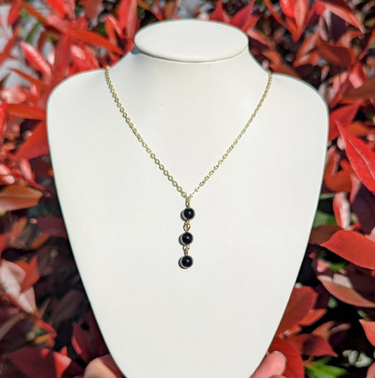Trio Bead Drop Down Pendant (Gold)