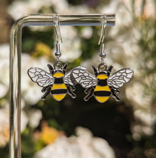 Silver Bee Earrings