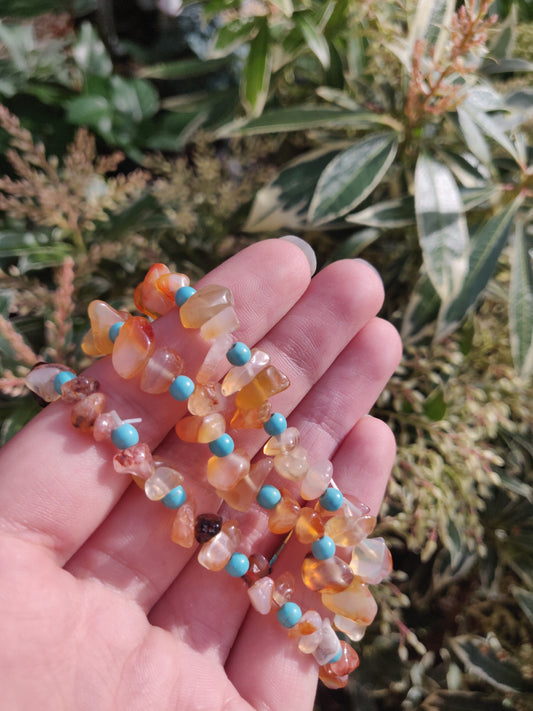 Red Agate and Turquoise Bracelet